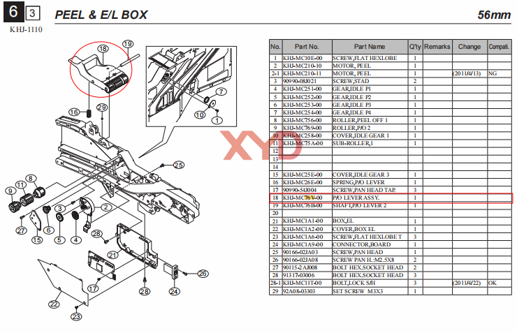 P/O LEVER ASSY.（KHJ-MC76V-00）