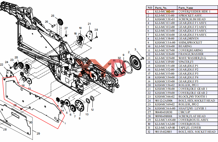 KLJ-MC102-00（COVER,FEEDER SIDE 1, ZS 8mm）